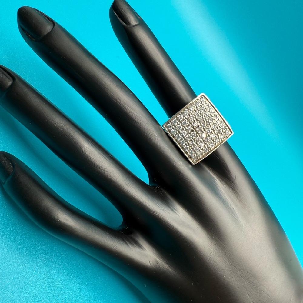 Square Silver Rhinestone Ring - image 1